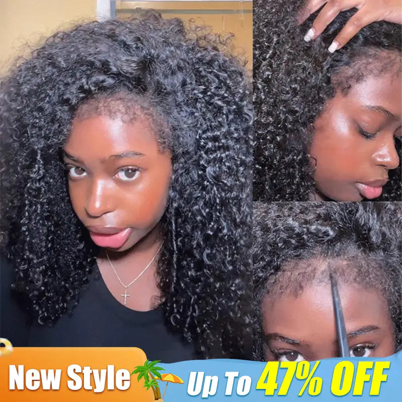 【New In】Isee HAIR Curly Edges Wear Go 9X6 M-Cap Pre-Cut Lace Front Glueless Human Hair Wig Super Natural Hairline Big Volume Curly Human Hair Pre-Bleached Wig Vacation Hair #Summervibes#Iseecrochetnewarrivals