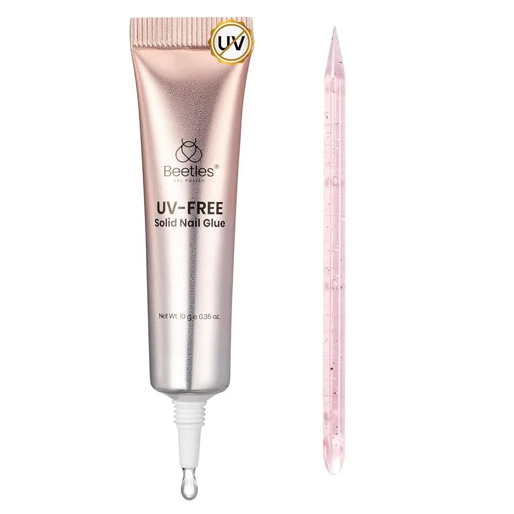 Milky White Beetles Press on Nails | One Reusable Kit (Glue & Tools Included) | No UV Lamp Needed | Natural Glossy Finish | Pre Designed Stick on False Nails with Glue Almond/Square/Coffin/Squoval 16Sizes 32Pcs #Summervibes