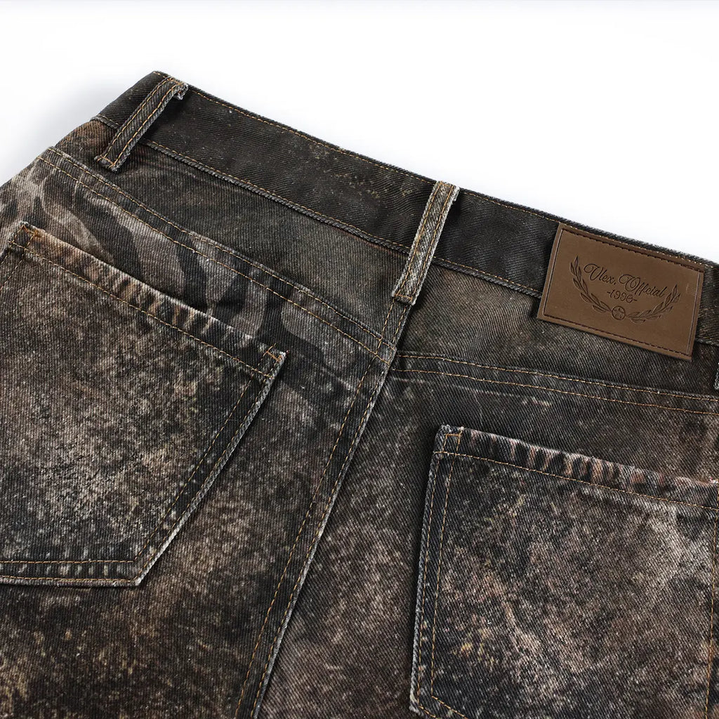 FDR Unisex Animal Print Baggy Jeans, Vintage Washed Wide Leg Barrel Pants, Leopard Pattern Loose Fit Denim Trousers, Casual Retro Style Bottoms for Everyday Wear, Streetwear & Easy Outfits #Summervibes Summerwins